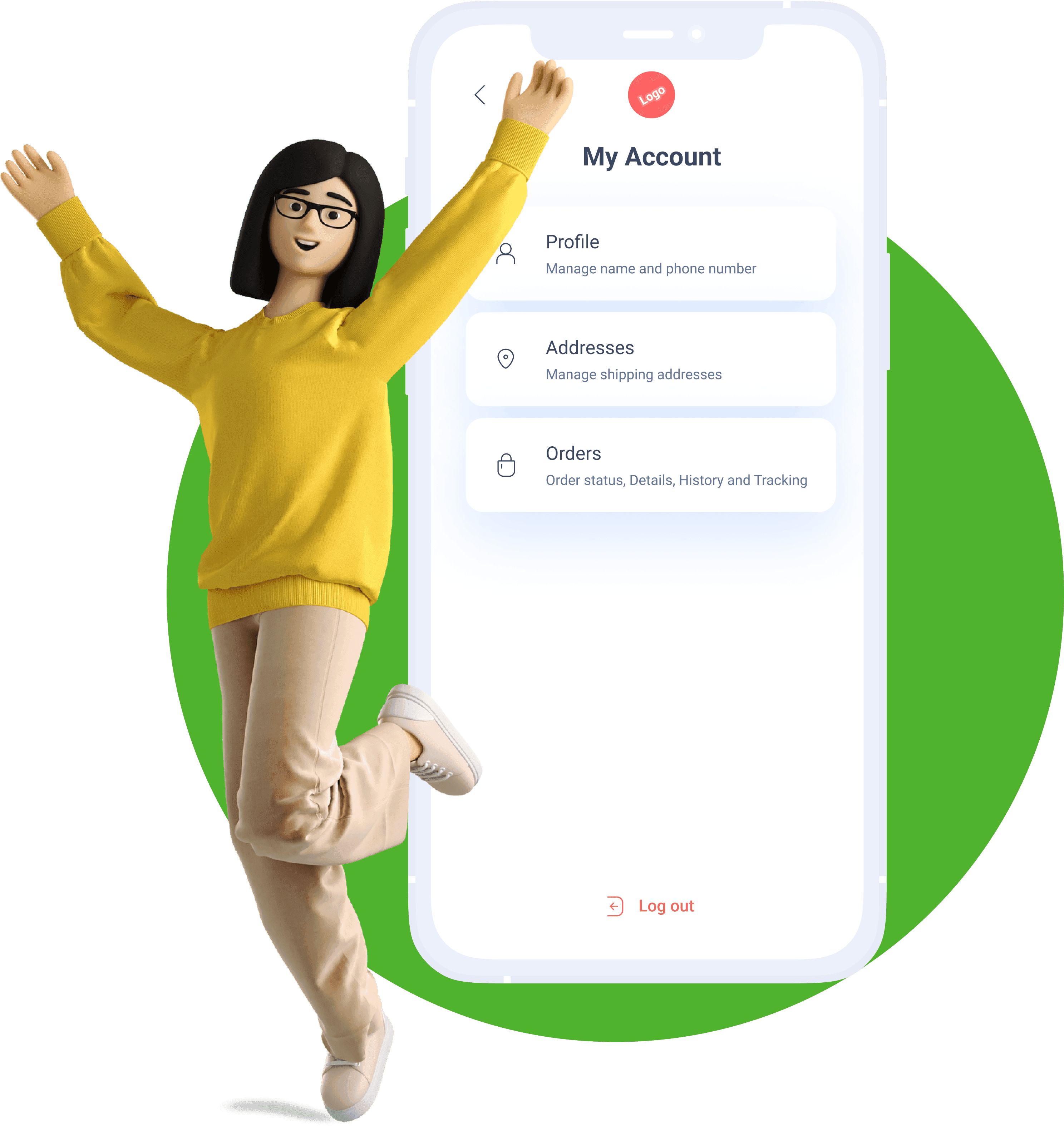 A woman celebrating in front of her mobile app for her Shopify store 